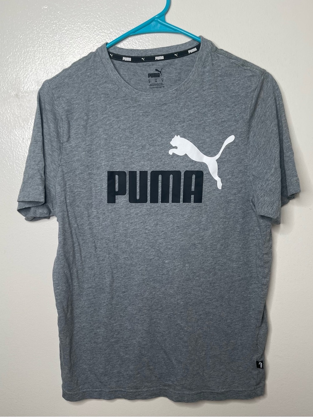 Puma Men's Gray Tee with White Puma Cat Logo